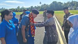 Danlanal Simeulue Disambut Dengan Tradisi Peusijeuk Oleh Forkopimda Kabupaten Simeulue